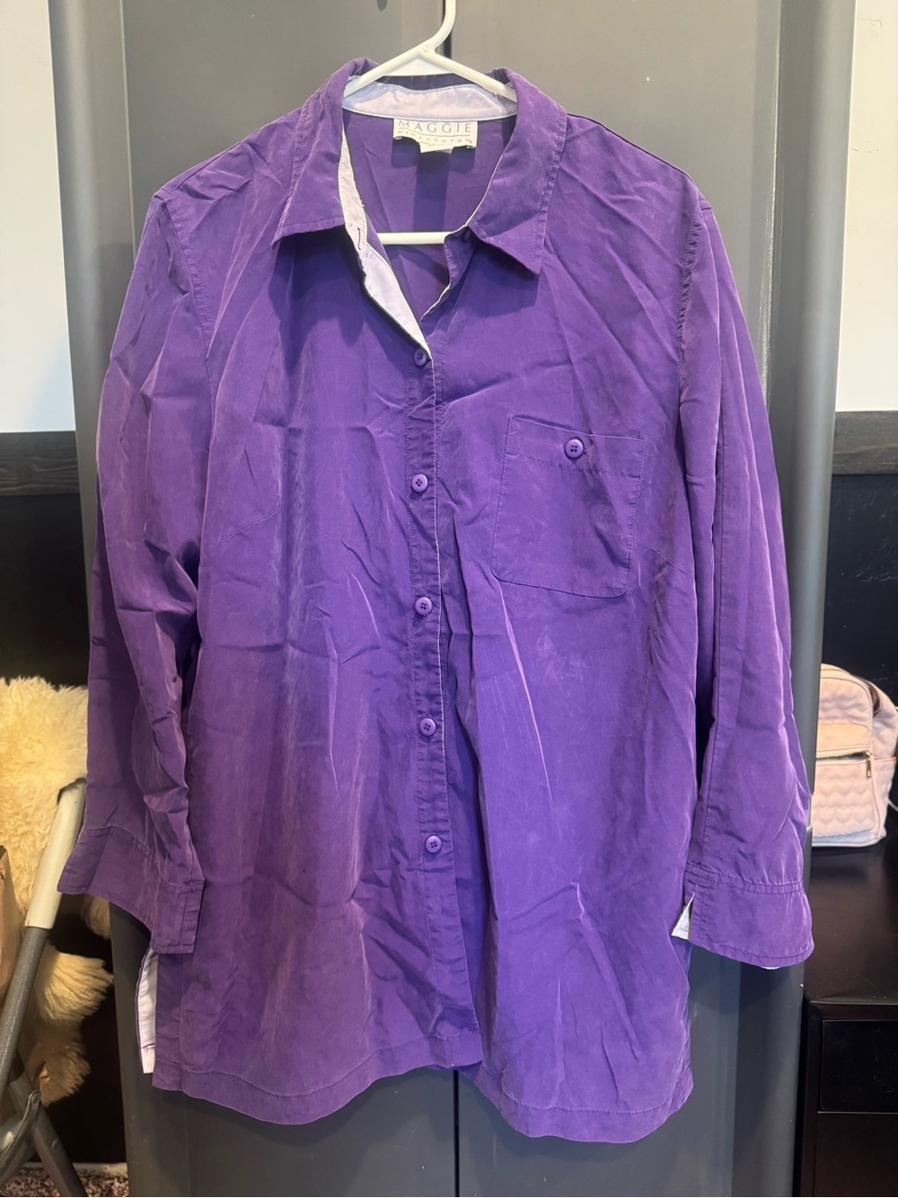 Vintage 1990s Maggie McNaughton Purple Button Front Shirt
